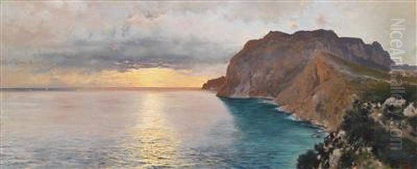 Sunset In Capri Oil Painting by Paul Schreiber