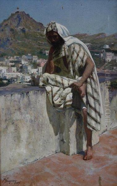 Portrait Of An Arab, A Town Beyond Oil Painting by Paul Schreiber