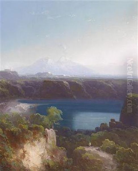 Italian Landscape Oil Painting by Peter Conrad Schreiber