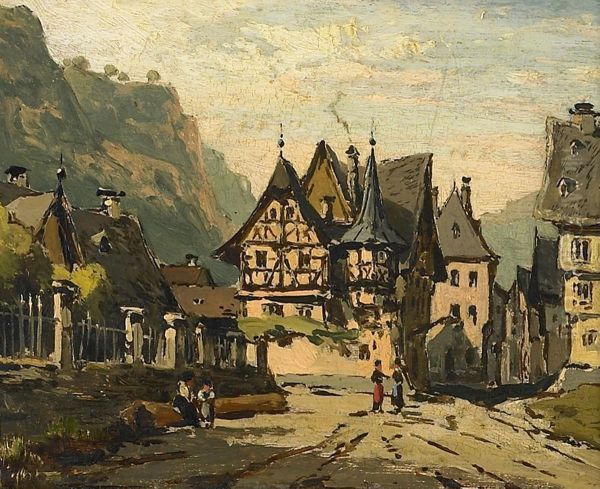 Strase In Bacharach Oil Painting by Friedrich Wilhelm Schreiner