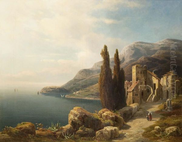 Blick Auf Monaco Oil Painting by Friedrich Wilhelm Schreiner