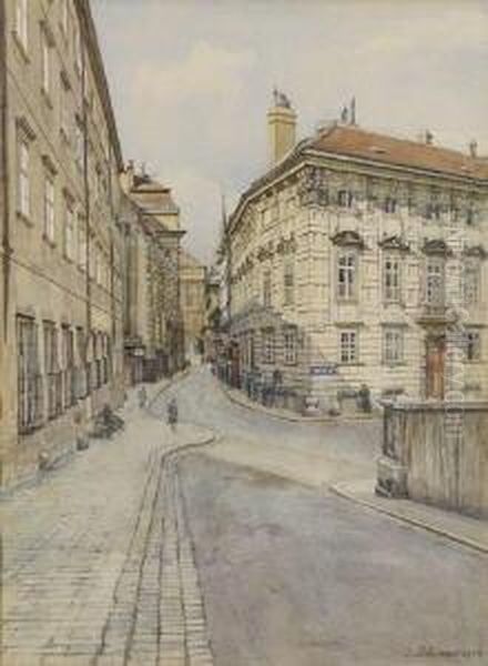 Wien - Blick In Die
 Augustinerstrase. Oil Painting by Albert Schreyer