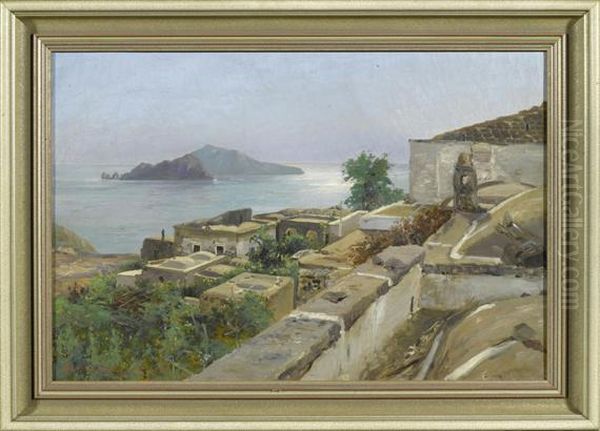 View Of Capri. Oil Painting by Franz Schreyer