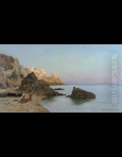 Sera Sulla Spiaggia Di Amalfi Oil Painting by Franz Schreyer