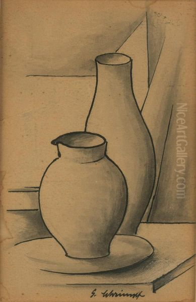 Stilleben Mit Vase Und Krug Oil Painting by Georg Schrimpf