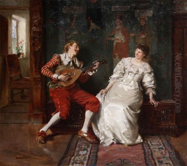 The Serenade Oil Painting by Albert Friedrich Schroder