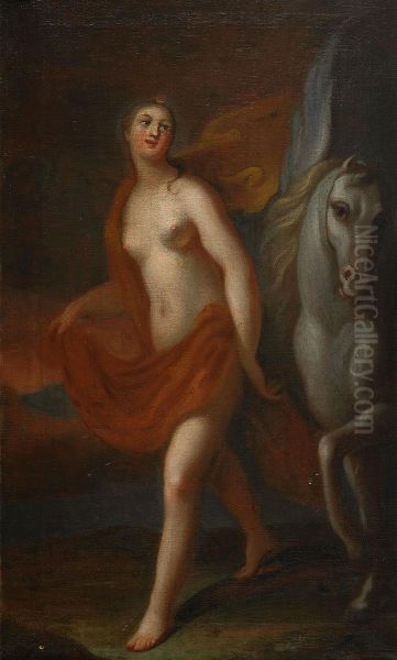 Athena Och Pegasus Oil Painting by Georg Engelhard Schroder