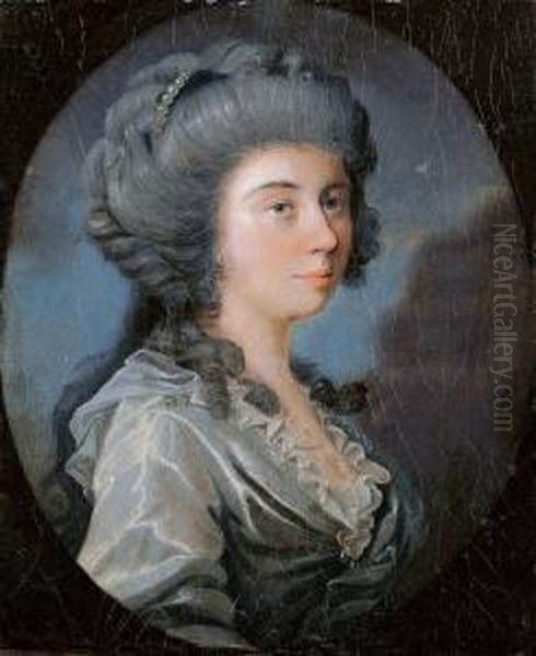 Bildnis Henriette Freifrau Von Koenitz, Geb. Freiin Von Spessart. Oil Painting by Johann Heinrich Schroder