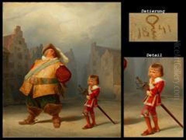 Falstaff Und Sein Page Oil Painting by Adolf Schrodter