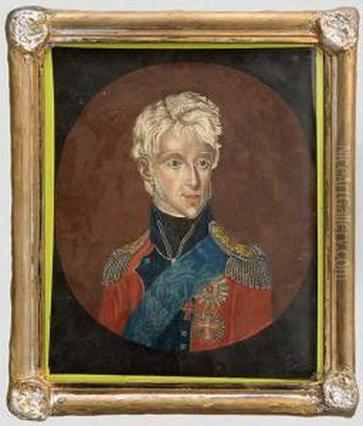 Vi. .
 Portrait Als Danischer Kronprinz In Uniform Mit Ordensschmuck Oil Painting by Friedrich Kassel Schroeder