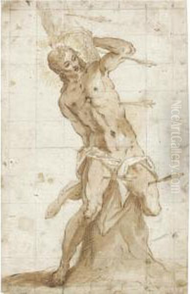 Study Of St Sebastian Oil Painting by Hans Friedrich Schrorer