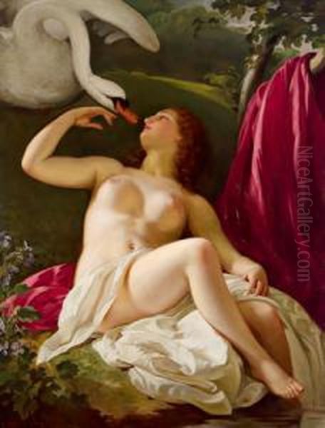 Leda Mit Dem Schwan Oil Painting by Franz Schrotzberg