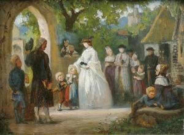 Kirchgang In Der Schwalm Oil Painting by Emil Gottlieb Schuback