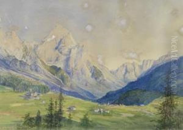 Antelao Bei Cortina Oil Painting by Heinrich Carl Schubert