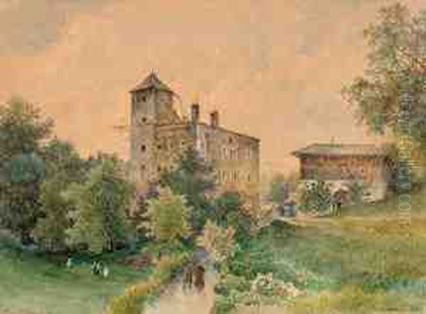 Schlossl Am Monchsberg Oil Painting by Heinrich Carl Schubert