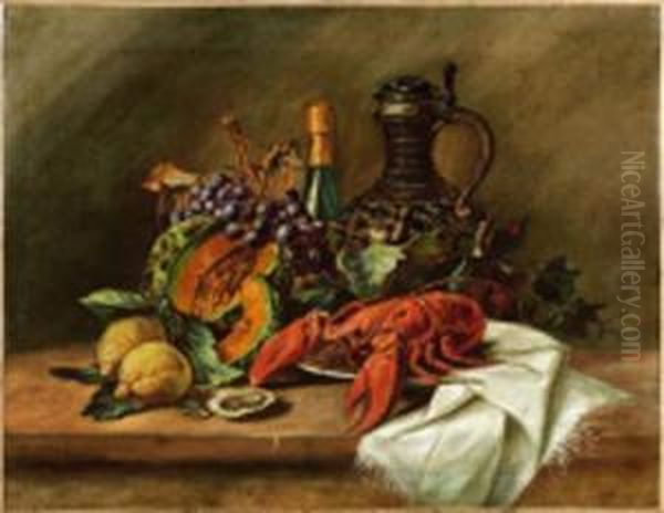 Nature Morte Au Homard Oil Painting by Carl Schuch