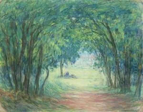 Figure Seated On A Woodland Path Oil Painting by Claude Emile Schuffenecker