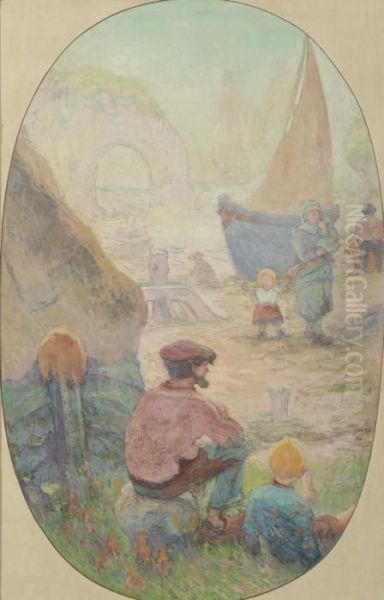 Pecheurs A Etretat Oil Painting by Claude Emile Schuffenecker