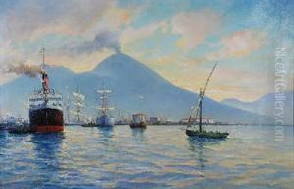 Port W Neapolu Oil Painting by Adolf Schuhknecht