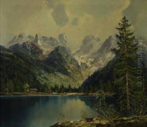 Am Misurina See, Dolomiten Oil Painting by Adolf Schuhknecht