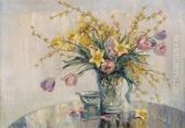 Fruhlingsblumen. Oil Painting by Adolf Schuhknecht