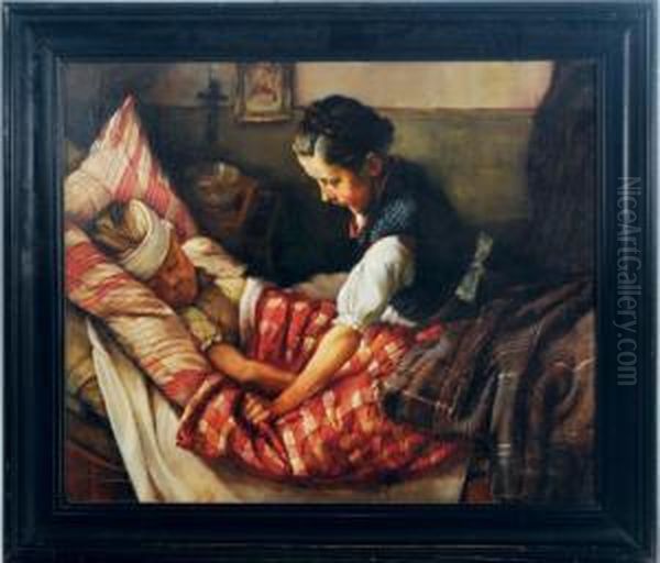 Tender Care Oil Painting by Leonhard Schuller