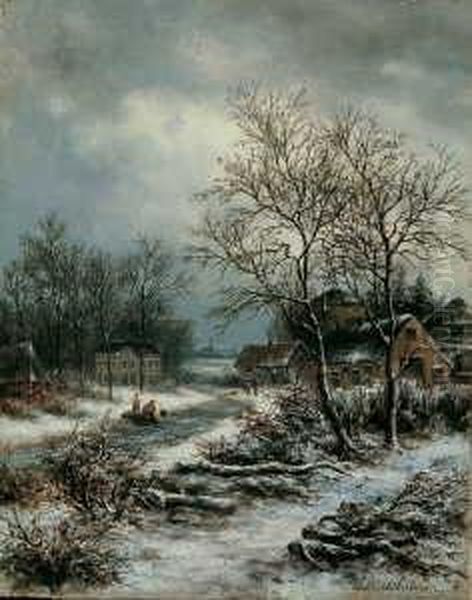 Winterlandschaft. Oil Painting by Leon Schulman