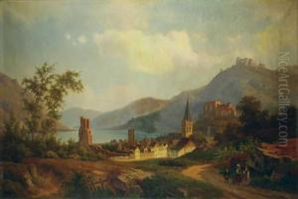 Ansicht Von Bacharach. Oil Painting by Arnold Schulten