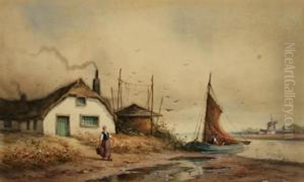 Dutch Village Oil Painting by George F. Schultz