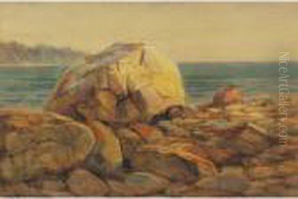 Rocky Shore Oil Painting by George F. Schultz