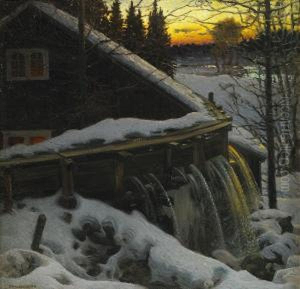 Vintermotiv Fran Ramen - Varmland Oil Painting by Anshelm Schultzberg