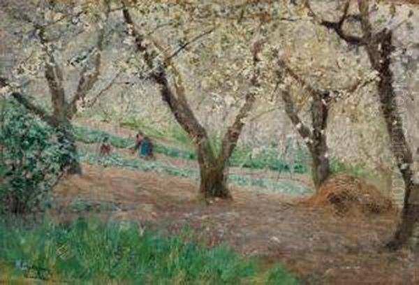 Blommande Frukttrad, Suresnes Oil Painting by Anshelm Schultzberg