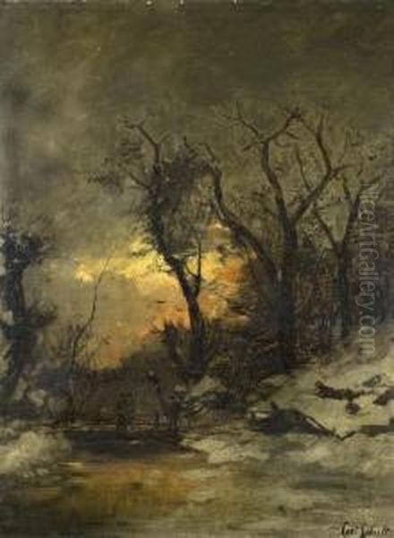 Winterlandschaft Mit Jagern Oil Painting by Karl Heinrich Schultze