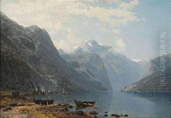 Extensive Fjordlandscape. Oil Painting by Robert Schultze