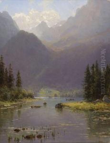 Gebirgssee Oil Painting by Robert Schultze