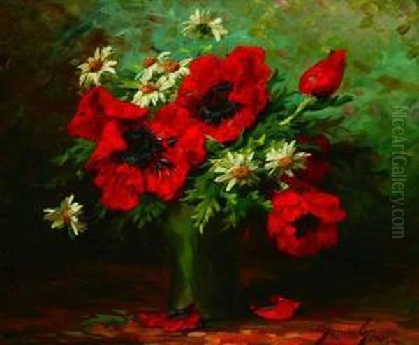 Poppies And Daises Oil Painting by Wilhelm Schulz