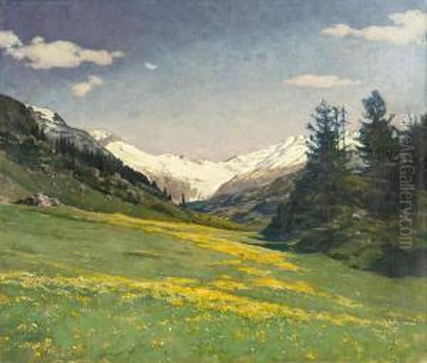 Bergfruhling Im Fextal, Oberengadin Oil Painting by Emil Schulze