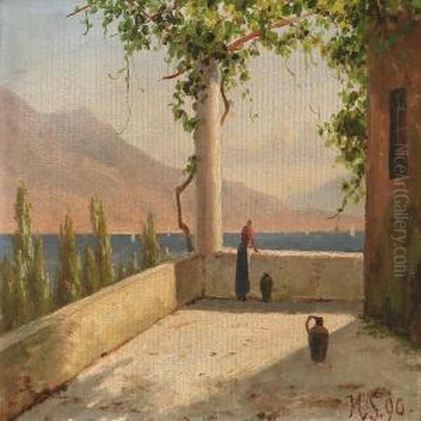 Landscapes From Lago Magiore Andcomo Lake Oil Painting by Harald Peter W. Schumacher