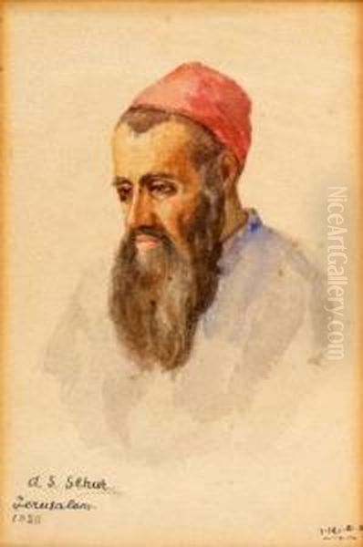 Jerusalemite Figure Oil Painting by Aaron Shaul Schur