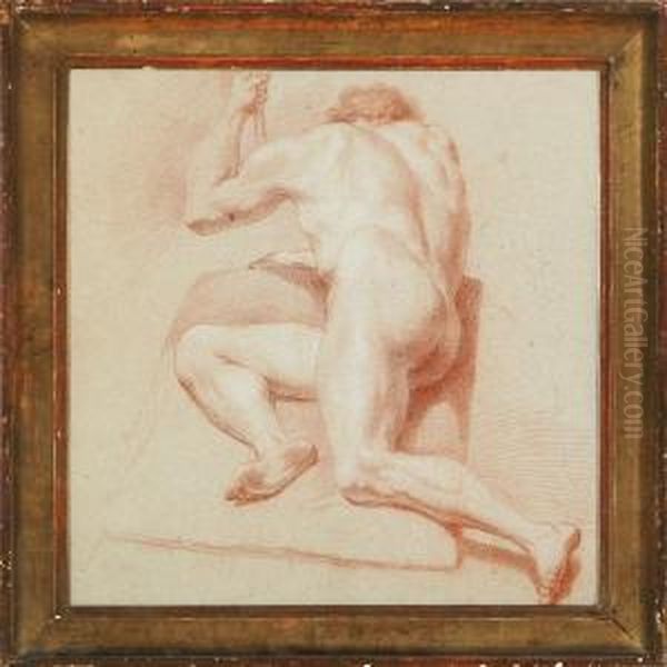 Academy Study Of A Nude Male Model Oil Painting by Johan Martin Schuster