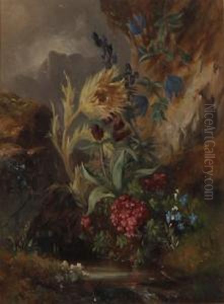 Wildflowers Oil Painting by Josef Schuster