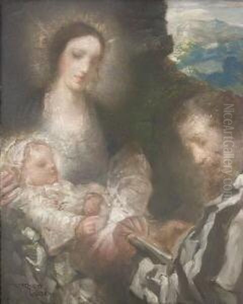 Der Hl. Lukas Malt Die Madonna Mit
 Kind. Oil Painting by Raffael Schuster-Woldan