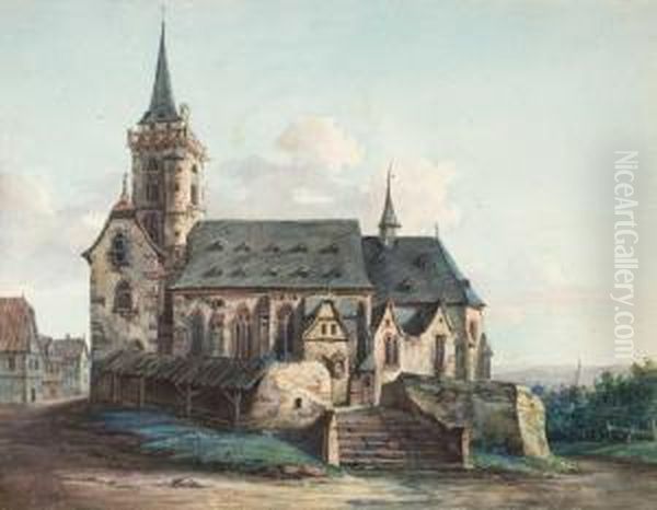 Die Kirche Von Oberwesel Oil Painting by Franz Schutz