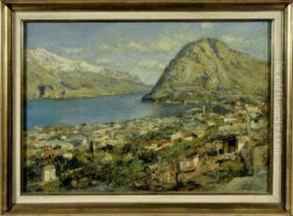 Italienische Kustenansicht Bei Genua Oil Painting by Friedrich Schutz