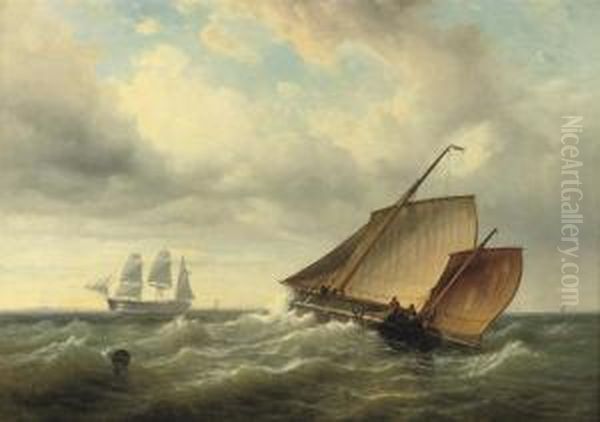 On Choppy Waters Oil Painting by Joannes Frederick Schutz