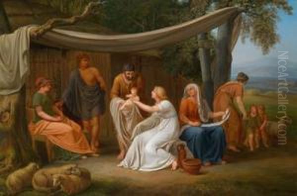 Ein Antikesfamilienideal Oil Painting by Johann Georg Schutz