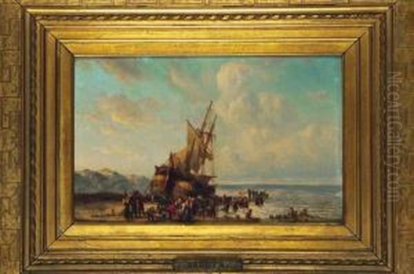 Bateau A Voiles Echoue Oil Painting by Willem Joannes Schutz