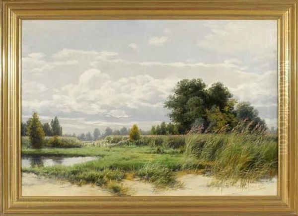 Sommerliche Auenlandschaft Oil Painting by Wilhelm Schutze