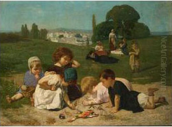 The Young Biologists Oil Painting by Louis Frederic Schutzenberger