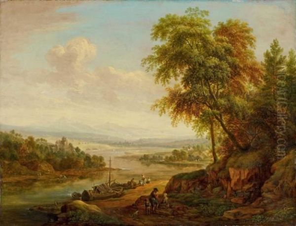 Landschaft Bei Florsheim Oil Painting by Christian Georg Schuttz II